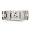 Stainless Steel Wedding Band with Diamond, Polished & Brushed Finish, Engravable - Birthstone Company