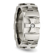 Stainless Steel Wedding Band with Diamond, Polished & Brushed Finish, Engravable - Birthstone Company