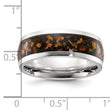 Chisel Tiger's Eye Inlay Wedding Band in Stainless Steel, 8mm, Size 8–13