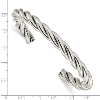 Stainless Steel Twisted Polished Cuff Bangle - Birthstone Company