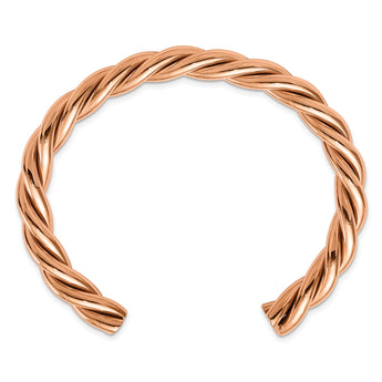 Stainless Steel Twisted Polished Pink IP-plated Cuff Bangle - Birthstone Company