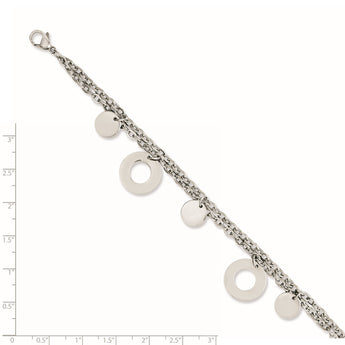 Stainless Steel Polished Circles & Discs 7.75in Bracelet - Birthstone Company