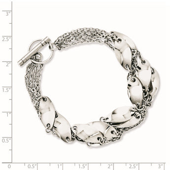 Stainless Steel Polished Swirl 8in Toggle Bracelet - Birthstone Company