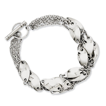 Stainless Steel Polished Swirl 8in Toggle Bracelet - Birthstone Company