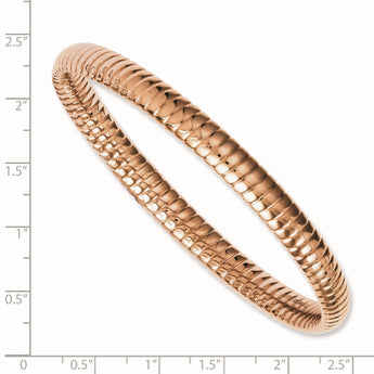 Stainless Steel Pink IP-plated Textured Hollow Slip-on Bangle - Birthstone Company