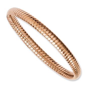 Stainless Steel Pink IP-plated Textured Hollow Slip-on Bangle - Birthstone Company