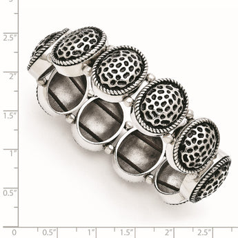 Stainless Steel Oval Antiqued Stretch Bracelet - Birthstone Company