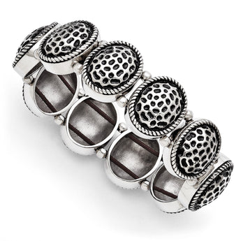 Stainless Steel Oval Antiqued Stretch Bracelet - Birthstone Company