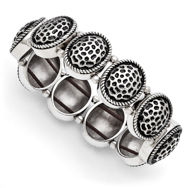 Stainless Steel Oval Antiqued Stretch Bracelet - Birthstone Company