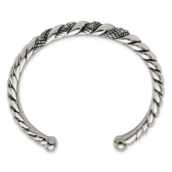 Stainless Steel Crystal Antiqued Cuff Bangle - Birthstone Company