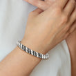 Stainless Steel Crystal Antiqued Cuff Bangle - Birthstone Company
