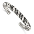 Stainless Steel Crystal Antiqued Cuff Bangle - Birthstone Company