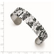 Stainless Steel Black and White Textured Thin Cuff Bangle - Birthstone Company