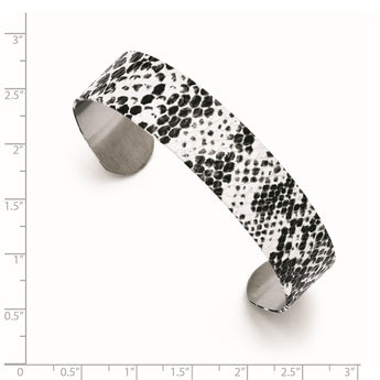 Stainless Steel Black and White Textured Thin Cuff Bangle - Birthstone Company