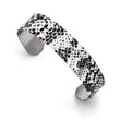 Stainless Steel Black and White Textured Thin Cuff Bangle - Birthstone Company