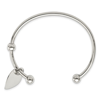 Stainless Steel Polished Heart Bangle - Birthstone Company