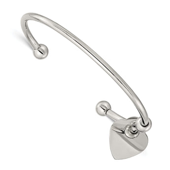 Stainless Steel Polished Heart Bangle - Birthstone Company