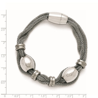 Stainless Steel Polished and Brushed Beads Twisted Bracelet - Birthstone Company