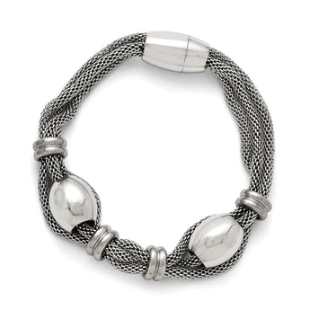 Stainless Steel Polished and Brushed Beads Twisted Bracelet - Birthstone Company