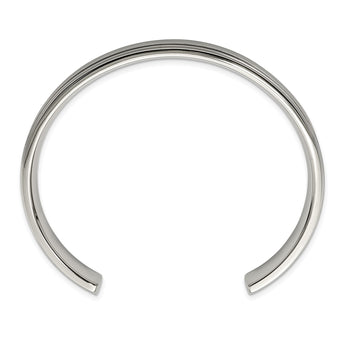 Stainless Steel Polished and Brushed Double Step Edge Bangle - Birthstone Company