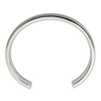 Stainless Steel Polished and Brushed Ridged Edge Bangle - Birthstone Company