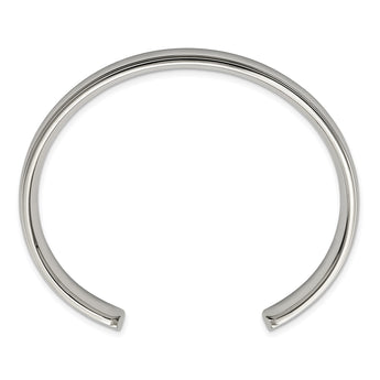 Stainless Steel Polished and Grooved Bangle - Birthstone Company
