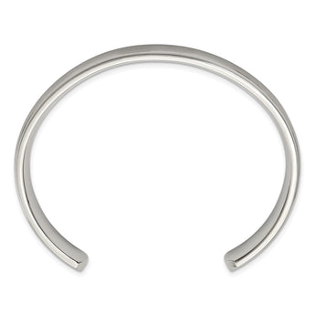 Stainless Steel Polished and Brushed Ridged Edge Bangle - Birthstone Company