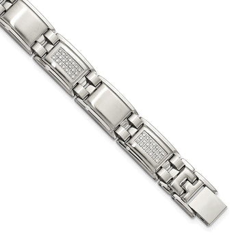Stainless Steel Polished and Matte with 3/4 carat Diamond Bracelet for Men - Birthstone Company
