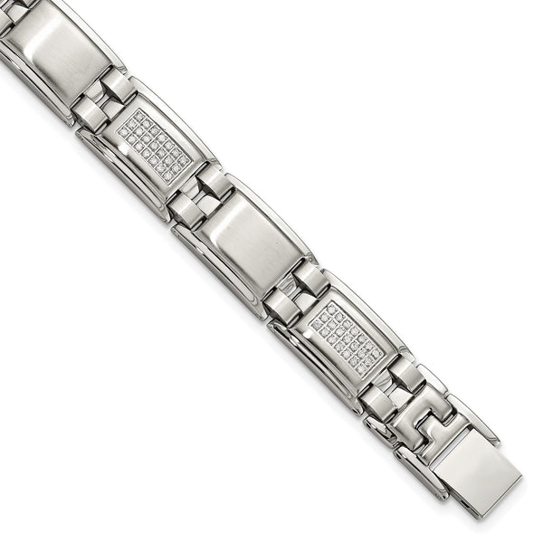 Stainless Steel Polished and Matte with 3/4 carat Diamond Bracelet for Men - Birthstone Company