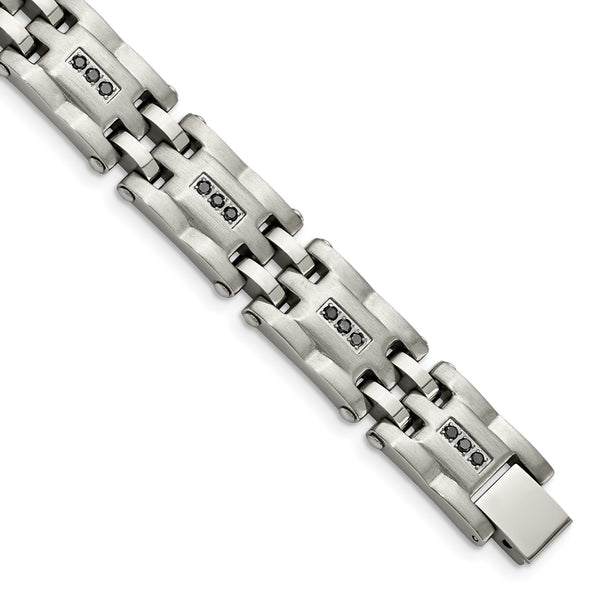 Stainless Steel Brushed and Polished with 3/4 carat Diamond Bracelet for Men - Birthstone Company