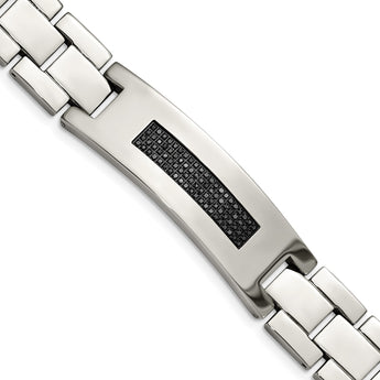 Stainless Steel Polished with 1/2 carat Diamond Bracelet for Men 8.25 in - Birthstone Company