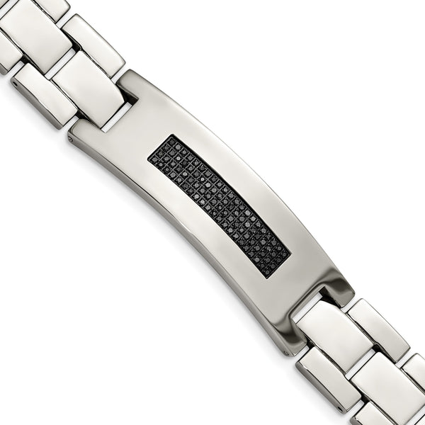 Stainless Steel Polished with 1/2 carat Diamond Bracelet for Men 8.25 in - Birthstone Company