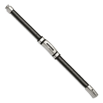 Stainless Steel Polished Black IP-plated with 1/10 carat Black Diamond Bracelet for Men - Birthstone Company