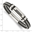 Stainless Steel Polished Black IP-plated with 1/10 carat Black Diamond Bracelet for Men - Birthstone Company