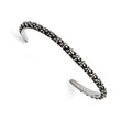Stainless Steel Polished/Antiqued Floral Thin Cuff Bangle - Birthstone Company