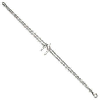 Stainless Steel Polished Wishbone Bracelet - Birthstone Company