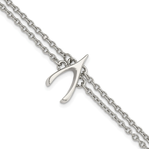 Stainless Steel Polished Wishbone Bracelet - Birthstone Company