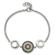 Stainless Steel Polished Black Mop & Crystal with . ext Bracelet for Women - Birthstone Company