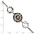 Stainless Steel Polished Black Mop & Crystal with . ext Bracelet for Women - Birthstone Company