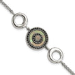 Stainless Steel Polished Black Mop & Crystal with . ext Bracelet for Women - Birthstone Company