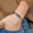 Stainless Steel Antiqued & Polished w/ Blk Onyx Leather Bracelet - Birthstone Company