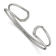 Stainless Steel Polished with CZ Flexible Cuff Bangle - Birthstone Company