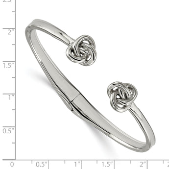 Stainless Steel Polished Knot Hinged Cuff Bangle - Birthstone Company