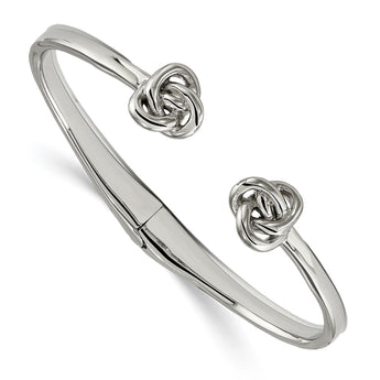 Stainless Steel Polished Knot Hinged Cuff Bangle - Birthstone Company