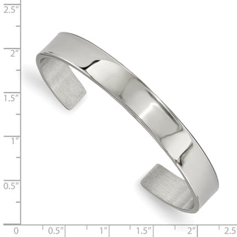 Stainless Steel Polished 8.85mm Cuff Bangle - Birthstone Company
