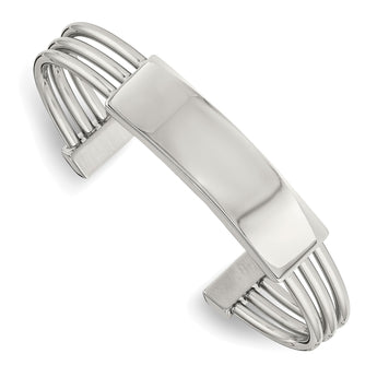 Stainless Steel Polished ID Plate Cuff Bangle - Birthstone Company