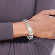 Stainless Steel Polished Waved ID Cuff Bangle - Birthstone Company