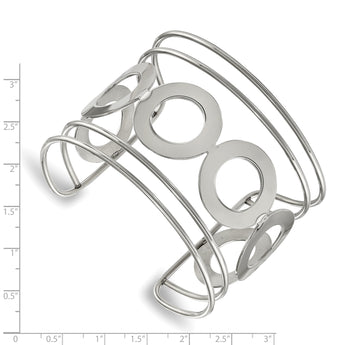 Stainless Steel Polished Circle Design 50.00mm Cuff Bangle - Birthstone Company
