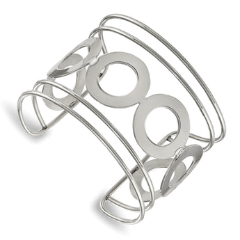 Stainless Steel Polished Circle Design 50.00mm Cuff Bangle - Birthstone Company