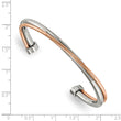 Stainless Steel Polished Rose IP-plated Twisted Cuff Bangle - Birthstone Company